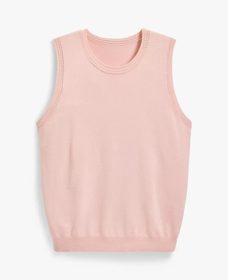 Ann Taylor Pointelle Trim Sweater Shell Top Women's