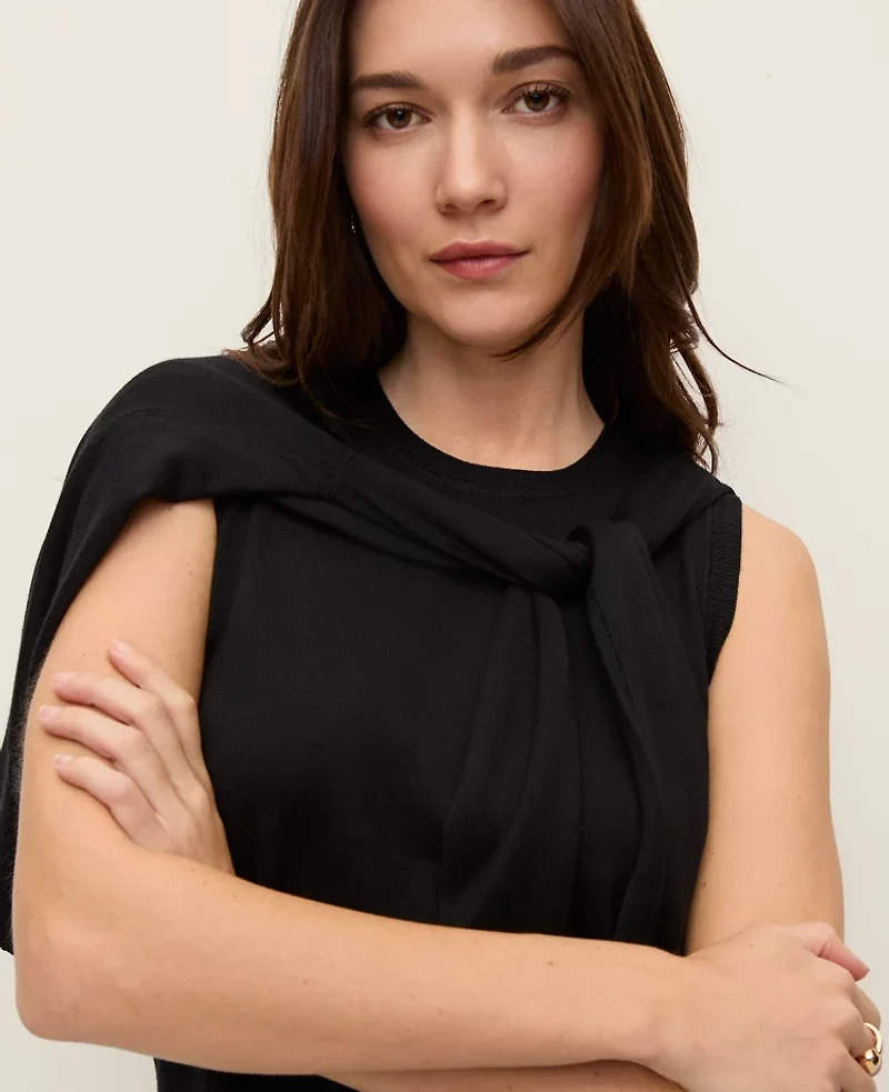 Ann Taylor Pointelle Trim Sweater Shell Top Women's