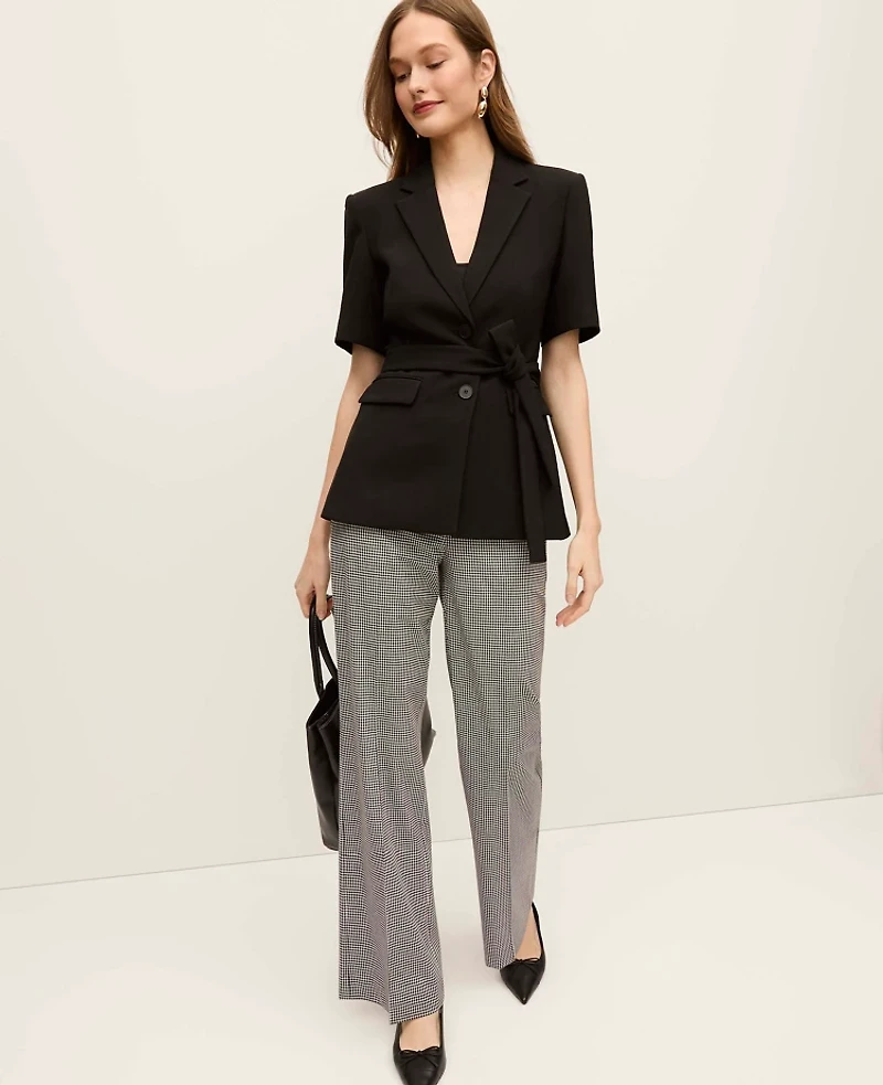 Ann Taylor The Fitted Belted Blazer in Crepe Size 0 Black Women's