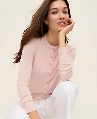 Ann Taylor Pointelle Trim Cardigan Women's