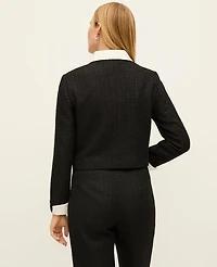 Ann Taylor Contrast Trim Tweed Jacket Black Women's