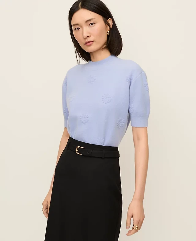 Ann Taylor Daisy Appliqué Sweater T-Shirt Women's