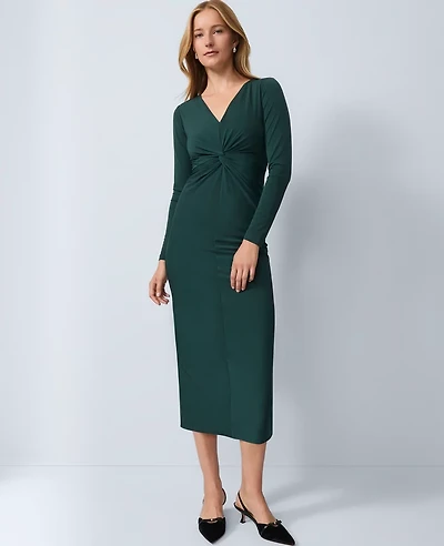 Ann Taylor V-Neck Twist Sheath Dress Ponderosa Pine Women's