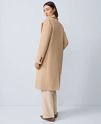 Ann Taylor Petite Double Breasted Long Coat Cafe Au Lait Women's