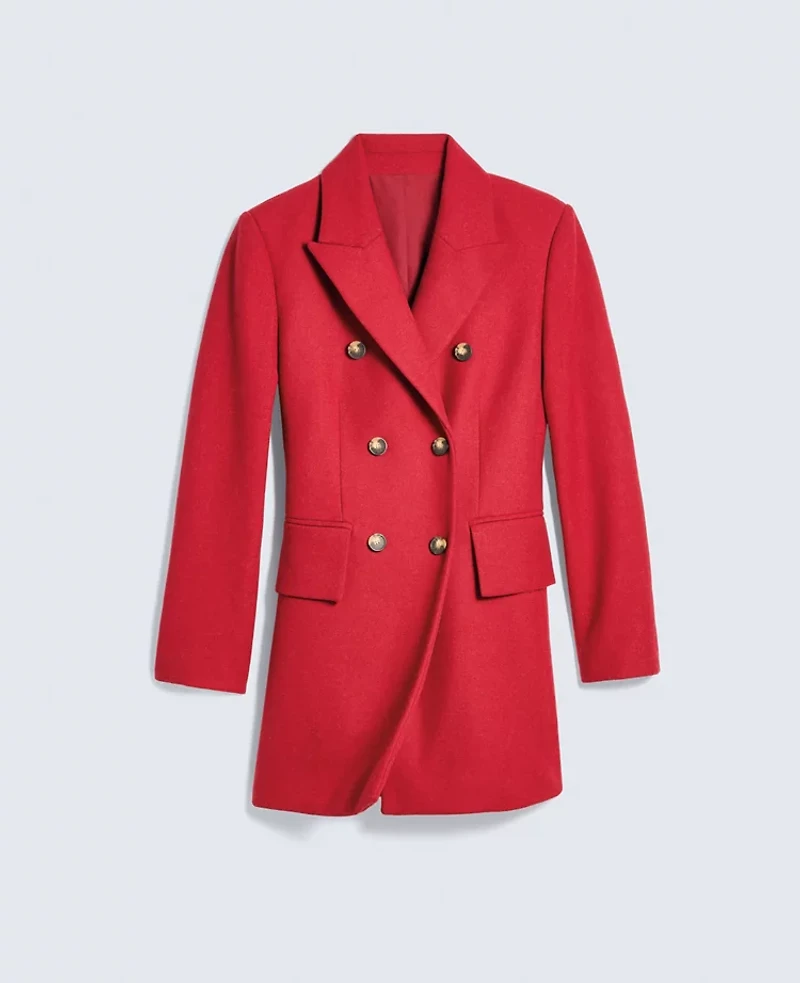 Ann Taylor Fitted Double Breasted Coat Jewel Red Women's