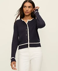 Ann Taylor Scalloped Trim Cardigan Women's