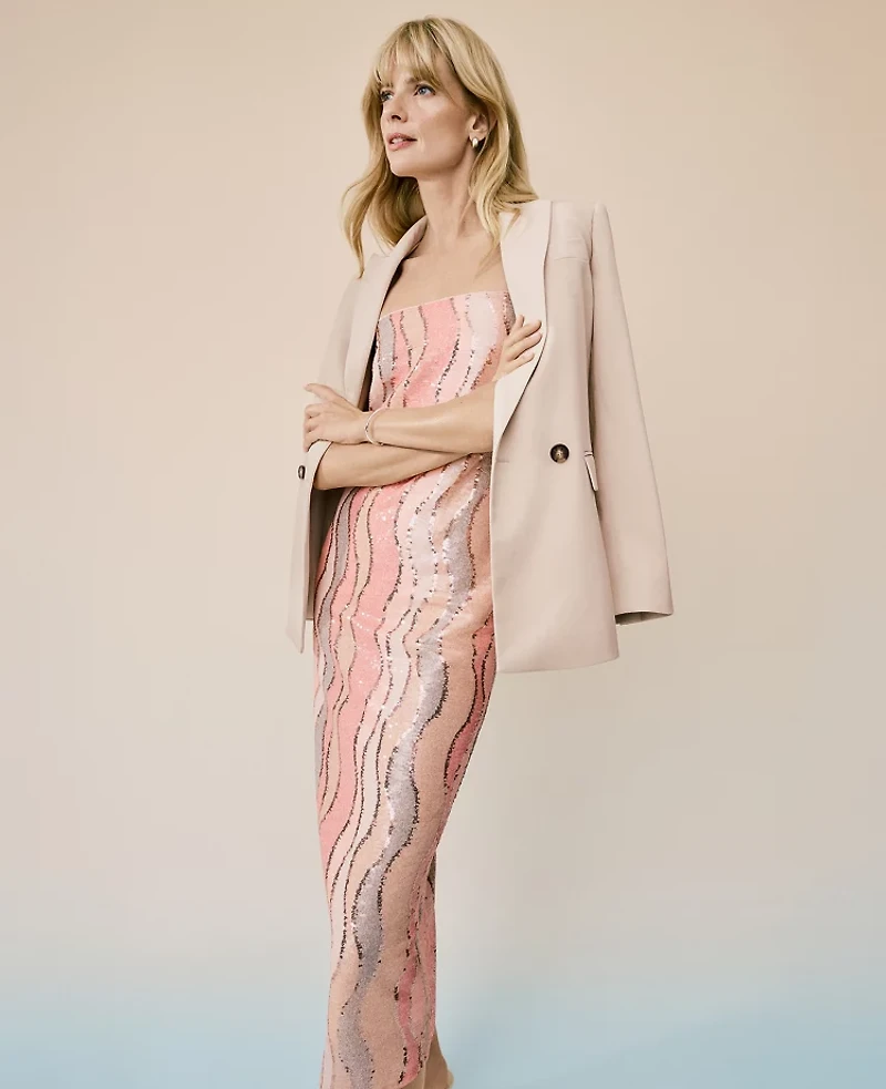 Ann Taylor Sequin Shift Dress Pink Women's