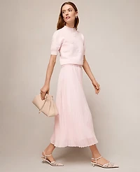 Ann Taylor Chiffon Pleated Midi Skirt Blush Haze Women's
