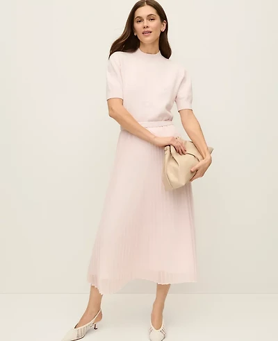 Ann Taylor Chiffon Pleated Midi Skirt Blush Haze Women's