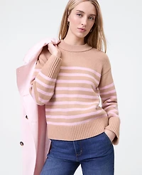 Ann Taylor Weekend Collection Striped Crew Neck Sweater Multi Women's