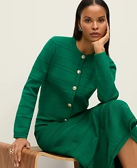 Ann Taylor Mixed Stitch Cardigan Lush Lawn Women's