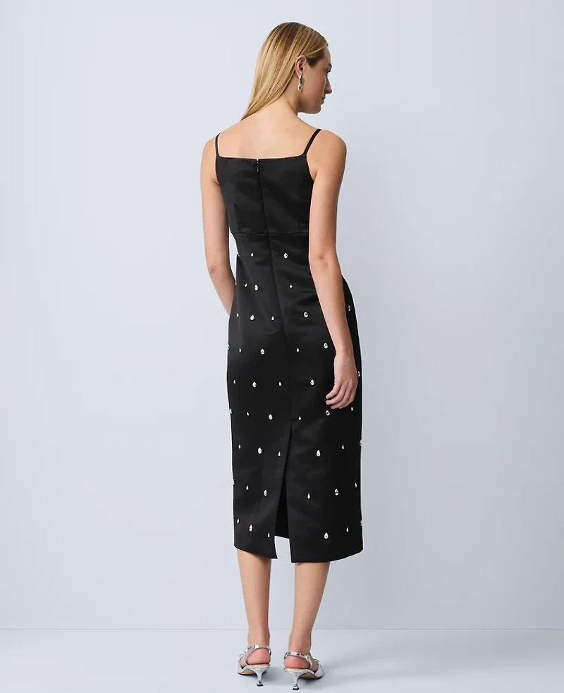 Ann Taylor Satin Sheath Dress Black Women's