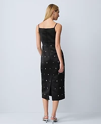 Ann Taylor Satin Sheath Dress Black Women's