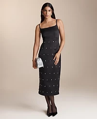 Ann Taylor Satin Sheath Dress Black Women's