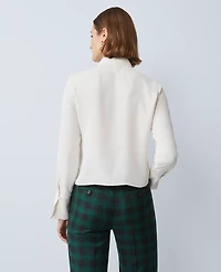 Ann Taylor Pleat Neck Blouse Winter White Women's