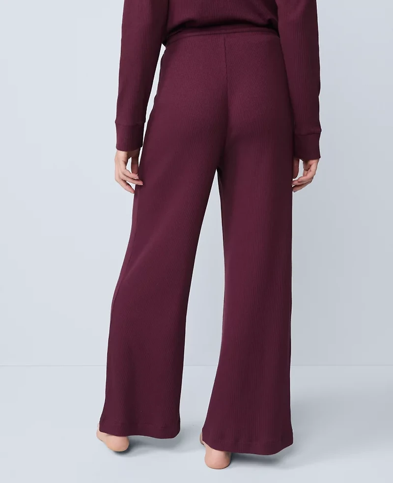 Ann Taylor Waffle Wide Leg Lounge Pants Size Small Poised Plum Women's