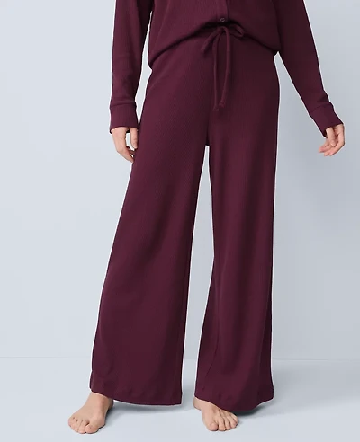 Ann Taylor Waffle Wide Leg Lounge Pants Size Small Poised Plum Women's