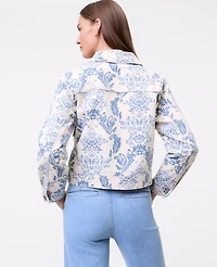 Ann Taylor Weekend Collection Toile Denim Jacket Feather Women's