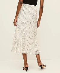 Ann Taylor Polka Dot Chiffon Midi Skirt Winter White Women's