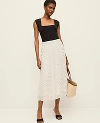 Ann Taylor Polka Dot Chiffon Midi Skirt Winter White Women's
