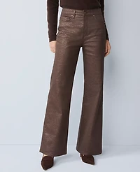 Ann Taylor The Shimmer Wide-Leg Jean Copper Sparkle Women's