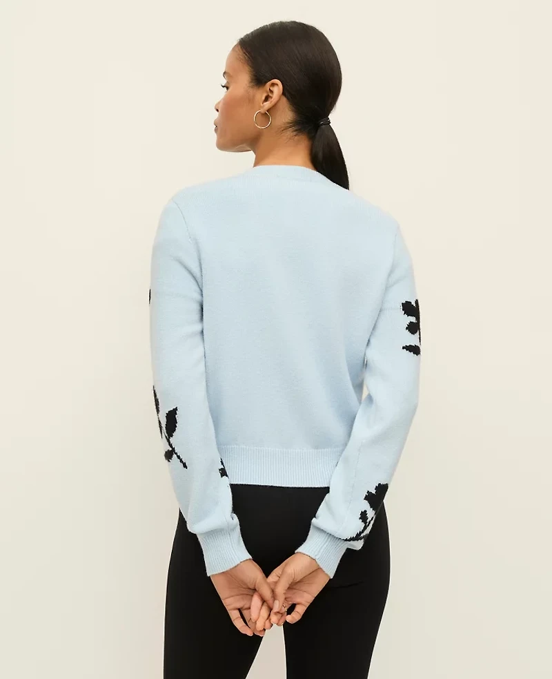 Ann Taylor Floral Jacquard Cardigan Cashmere Blue Women's