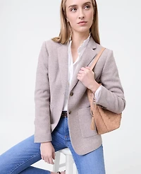 Ann Taylor Weekend Collection Greenwich Blazer Moon Rock Heather Women's