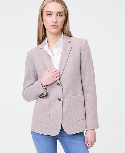 Ann Taylor Weekend Collection Greenwich Blazer Moon Rock Heather Women's