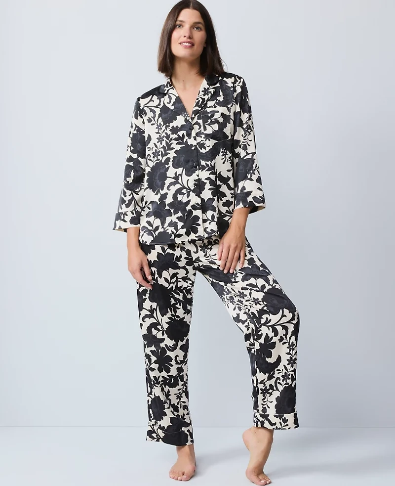 Ann Taylor Floral Pajama Set Black Women's