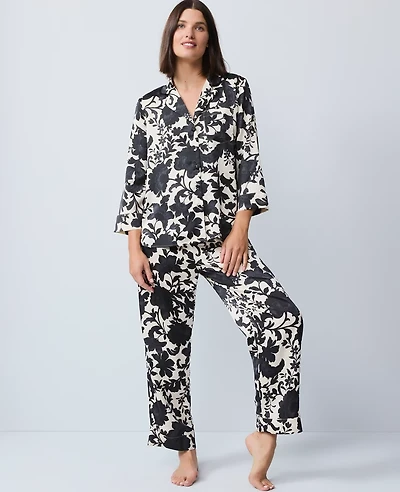 Ann Taylor Floral Pajama Set Black Women's