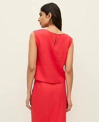 Ann Taylor Linen Blend Cropped Top Smoldering Red Women's