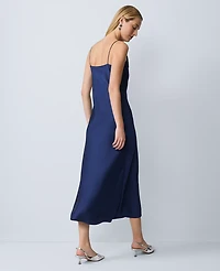 Ann Taylor Satin Cowl Neck Slip Dress Twilight Sea Women's