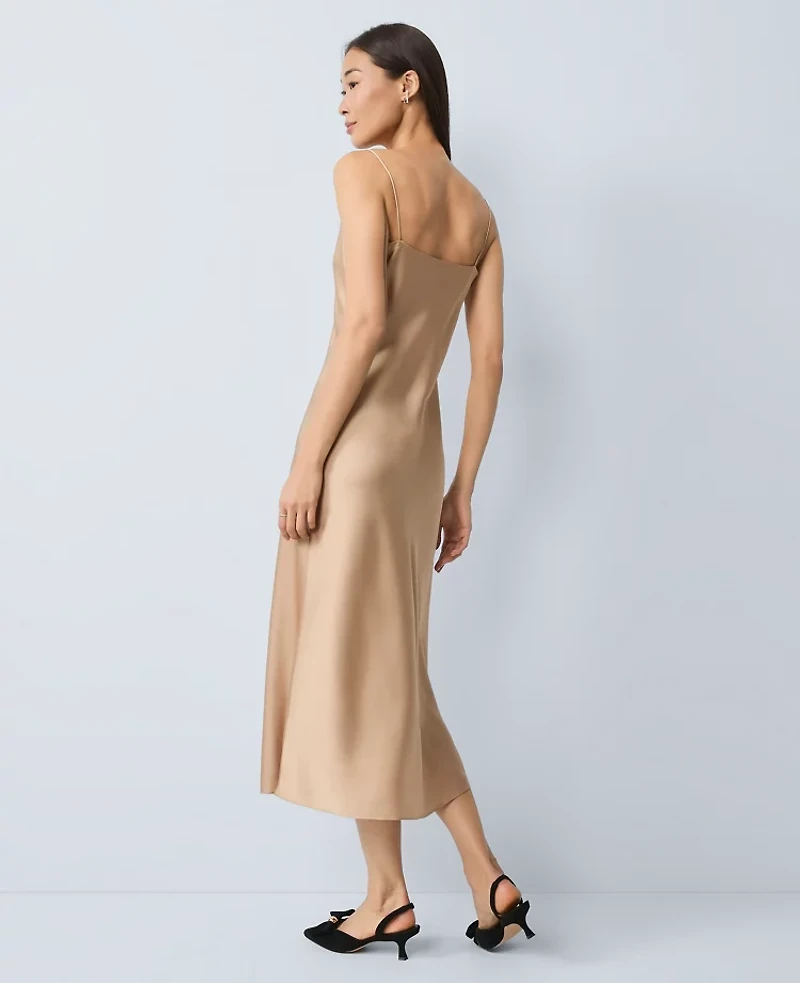 Ann Taylor Satin Cowl Neck Slip Dress Women's