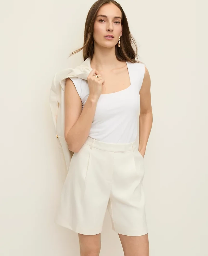 Ann Taylor The Bermuda Short Linen Blend Winter White Women's