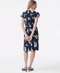 Ann Taylor Floral Twist Midi Dress Night Sky Women's