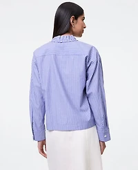 Ann Taylor Striped Ruffle Shirt Size XS Blue White Stripe Women's