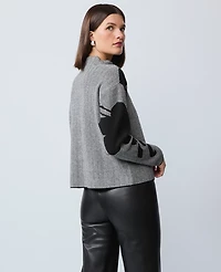 Ann Taylor Petite Herringbone Floral Jacquard Sweater Size Medium Black Women's