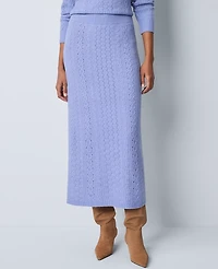 Ann Taylor Petite Weekend Collection Pointelle Sweater Skirt Peaceful Periwinkle Women's