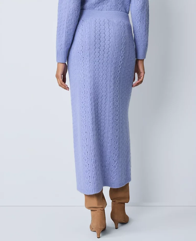 Ann Taylor Petite Weekend Collection Pointelle Sweater Skirt Peaceful Periwinkle Women's