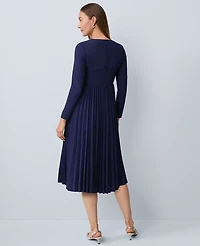 Ann Taylor Pleated Crepe Flare Dress Women's