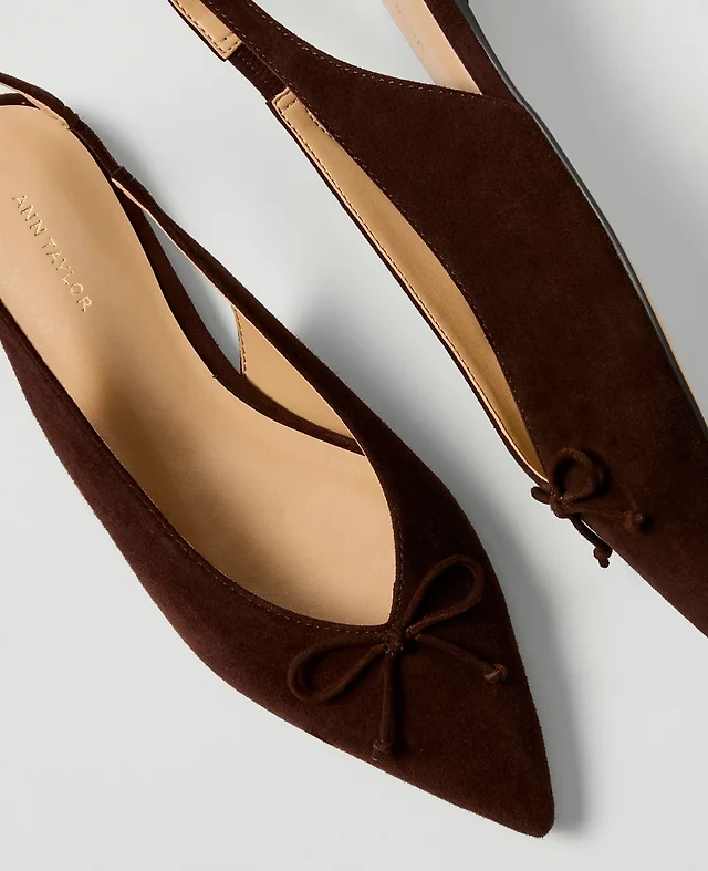 Ann Taylor Weekend Suede Bow Slingback Flat Women's | Arden Fair