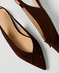 Ann Taylor Weekend Suede Bow Slingback Flat Women's