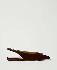 Ann Taylor Weekend Suede Bow Slingback Flat Women's