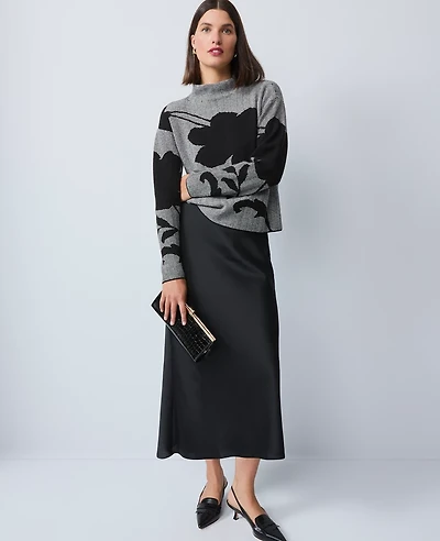 Ann Taylor Satin Bias Midi Slip Skirt Women's