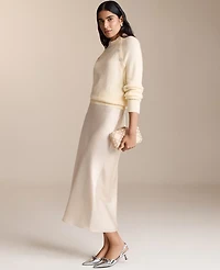 Ann Taylor Satin Bias Midi Slip Skirt Women's