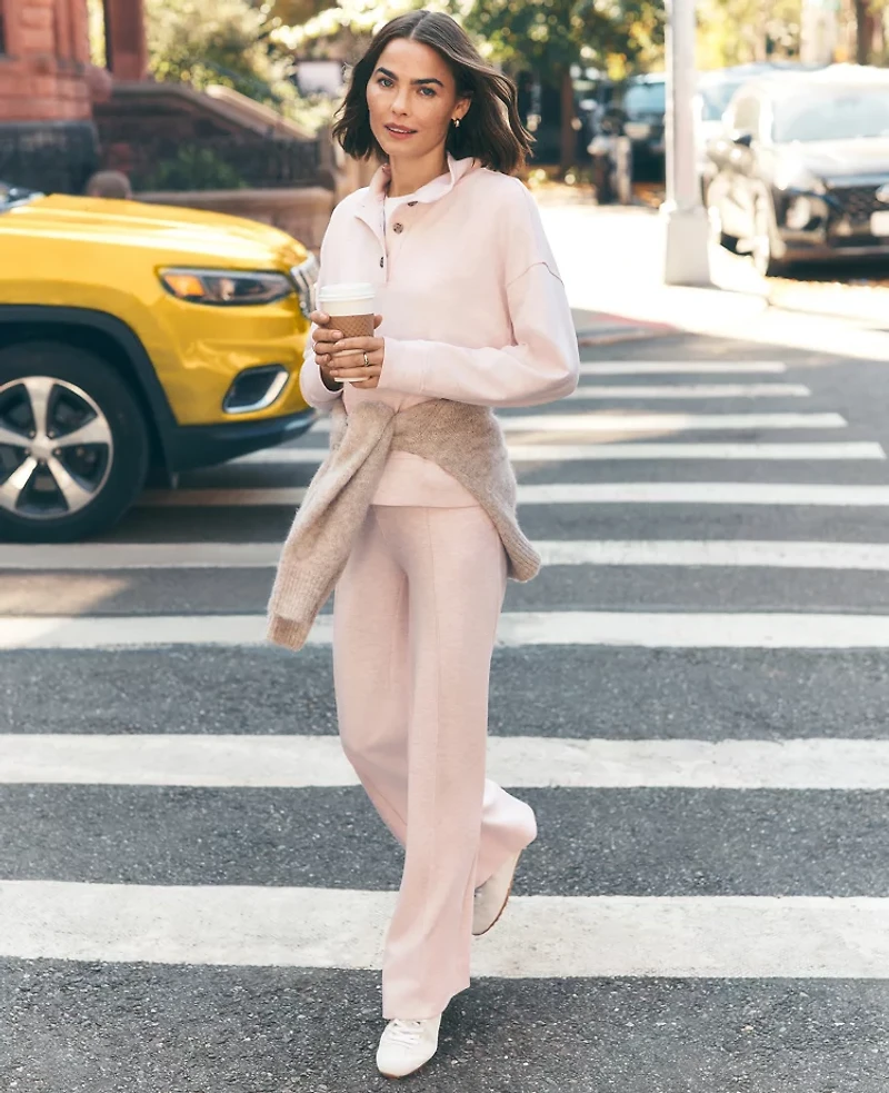 Ann Taylor Petite Weekend Collection Wide-Leg Pant Cloud Plush Heather Women's