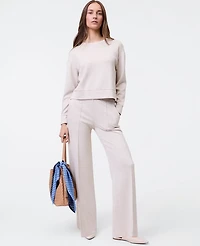Ann Taylor Petite Weekend Collection Cloud Plush Wide-Leg Pant Heather Women's