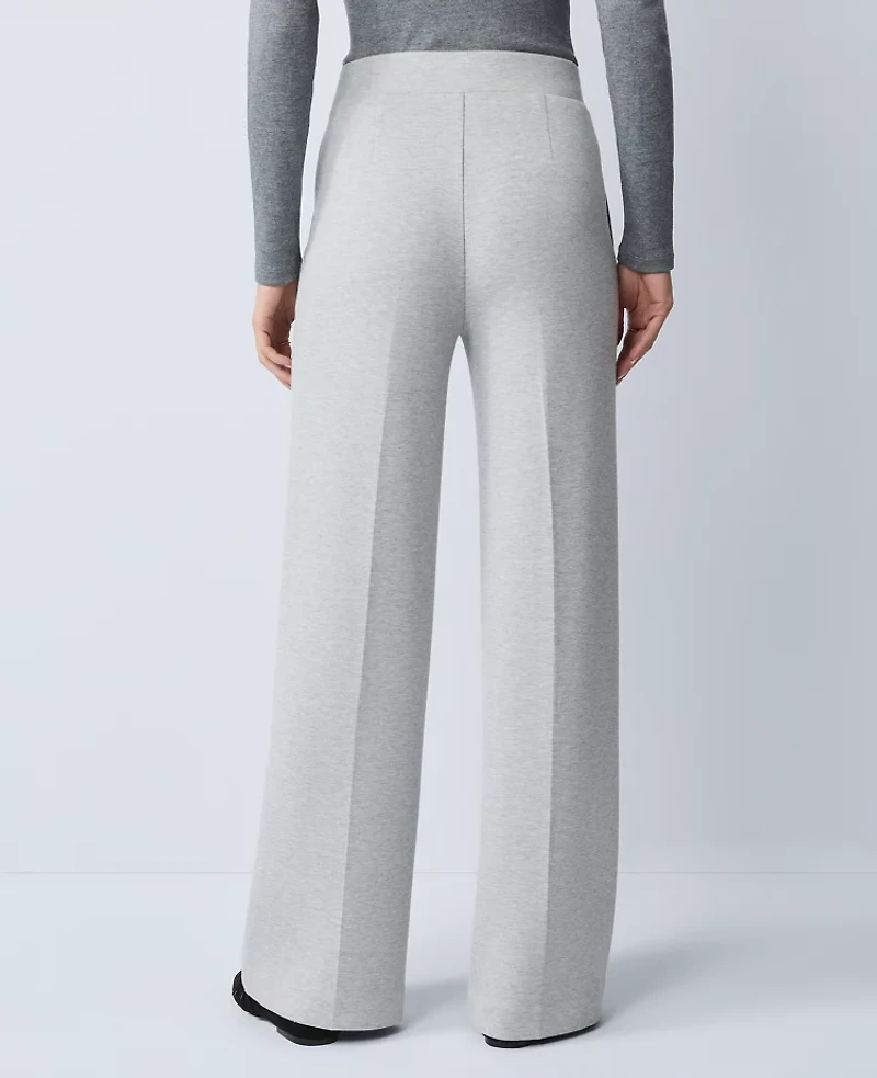 Ann Taylor Petite Weekend Collection Easy Wide-Leg Pant Iceberg Grey Heather Women's
