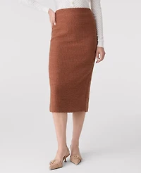 Ann Taylor The Column Midi Skirt Tweed Spiced Cider Women's