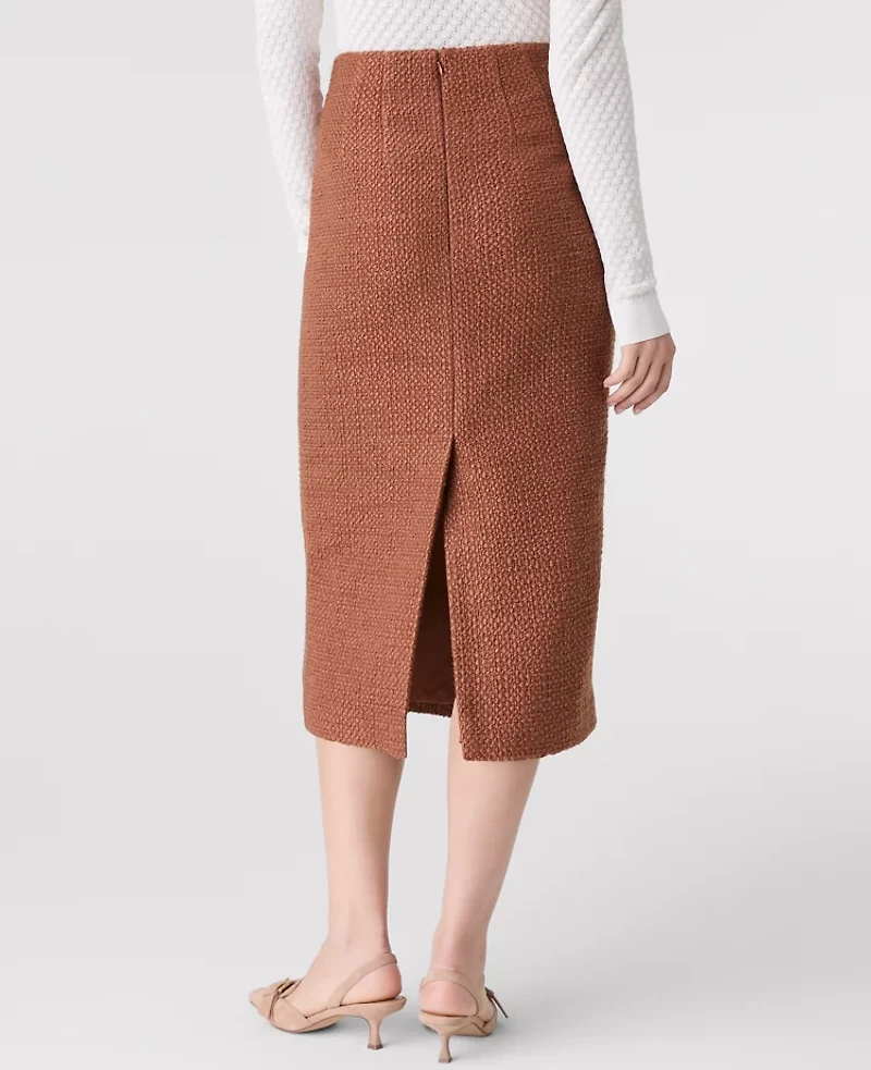 Ann Taylor The Column Midi Skirt Tweed Spiced Cider Women's